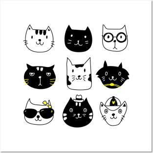 Cat heads Posters and Art